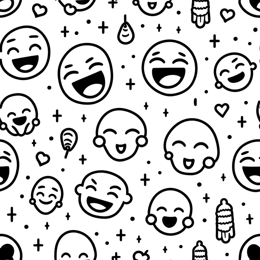Emoji doodle pattern, dark ink